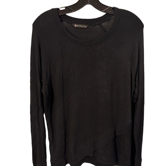 Athleta Criss Cross Long Sleeve Black Pullover Sweatshirt Top S - Picture 1 of 9
